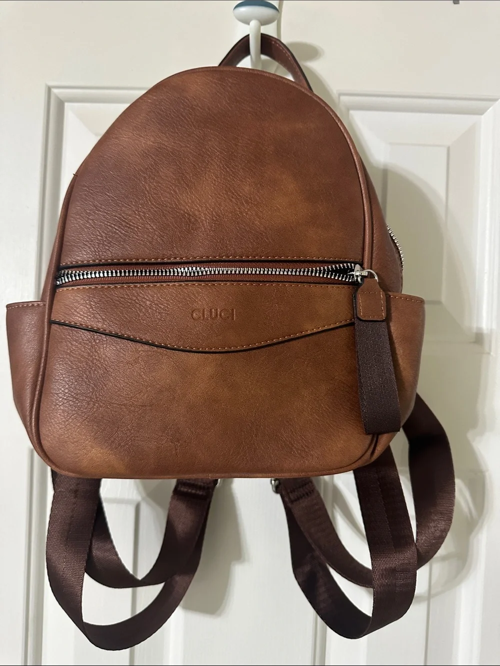 Cluci Brown Faux Leather Mini Backpack Never Used
